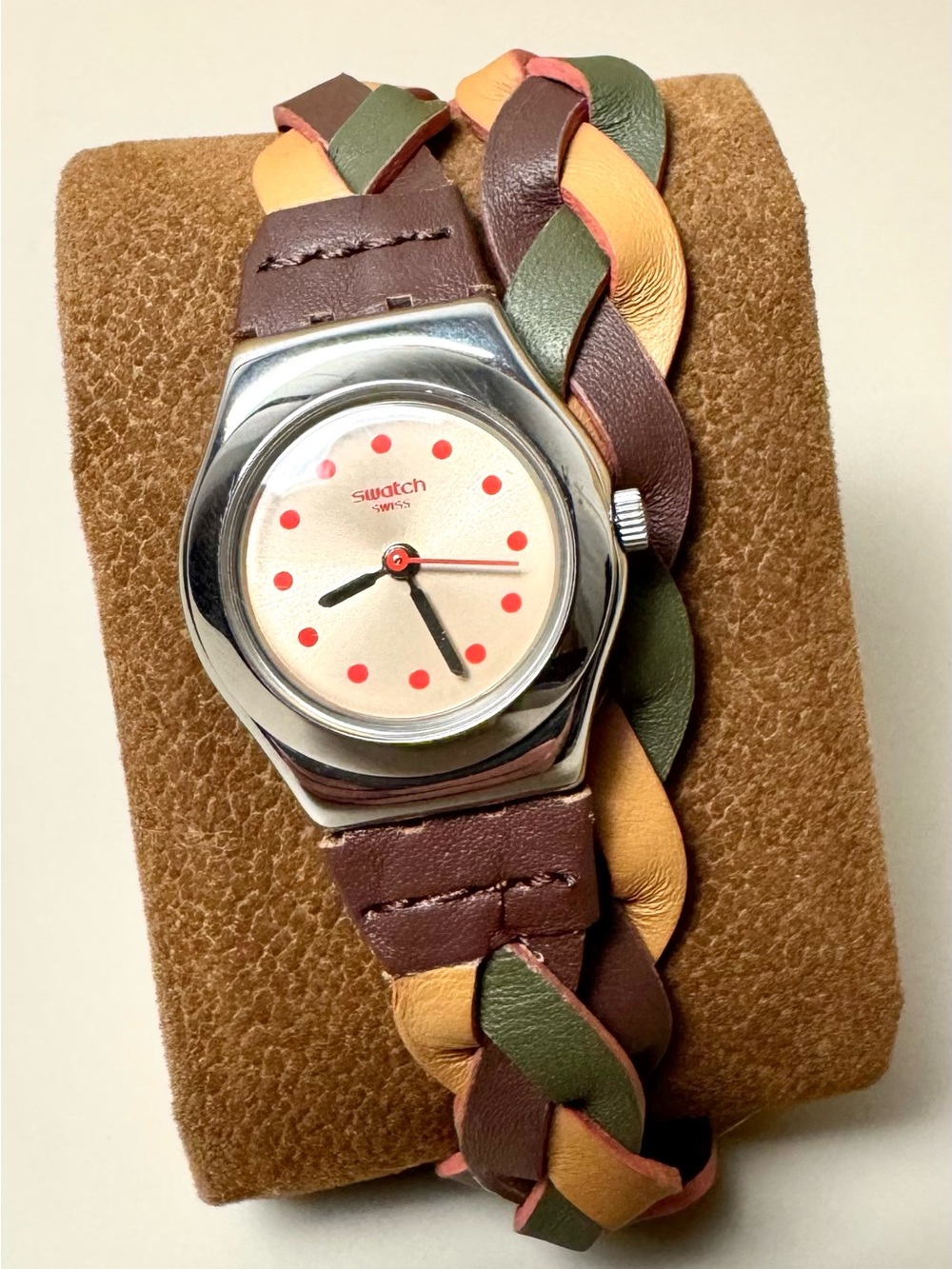 Swatch YSS295 “Twisted” braided double strap analog watch 2014